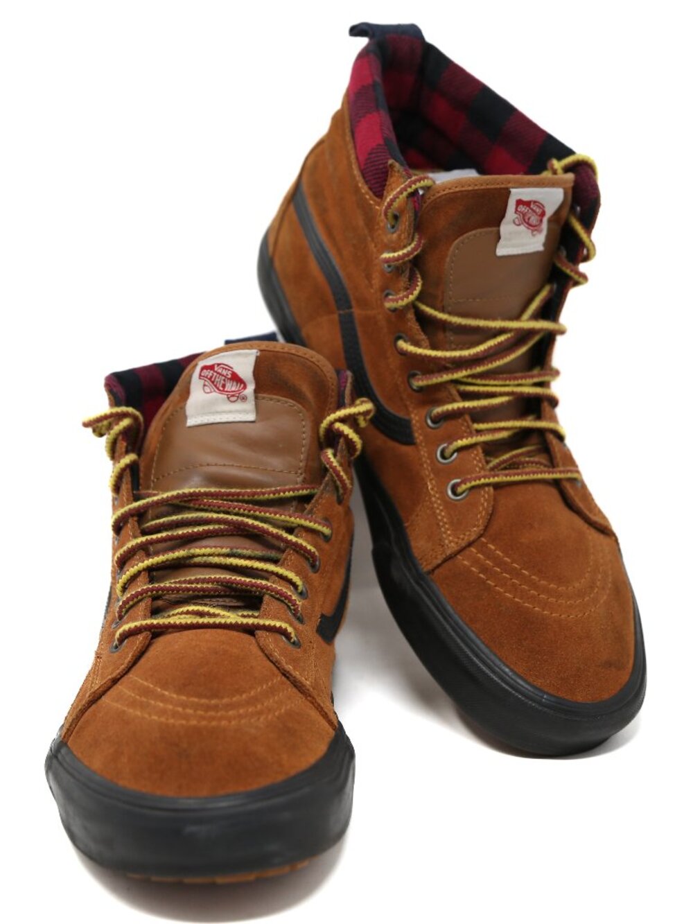VANS Sk8-Hi MTE Shoes Sneakers Mens 13 Brown Suede Plaid Lined High Top Skate